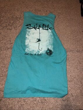 Salt Life Teal Tank with Fishing Graphic